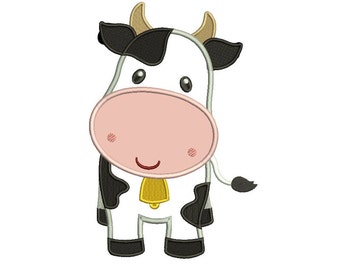 Cute Little Cow Applique Machine Embroidery Digitized Design Pattern - Instant Download - 4x4 , 5x7, and 6x10 -hoops