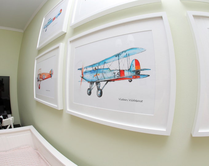 Airplanes decor ANY Two prints Military aircraft Make your own set Airplane painting Aviation art Retro avia Boy's nursery wall art