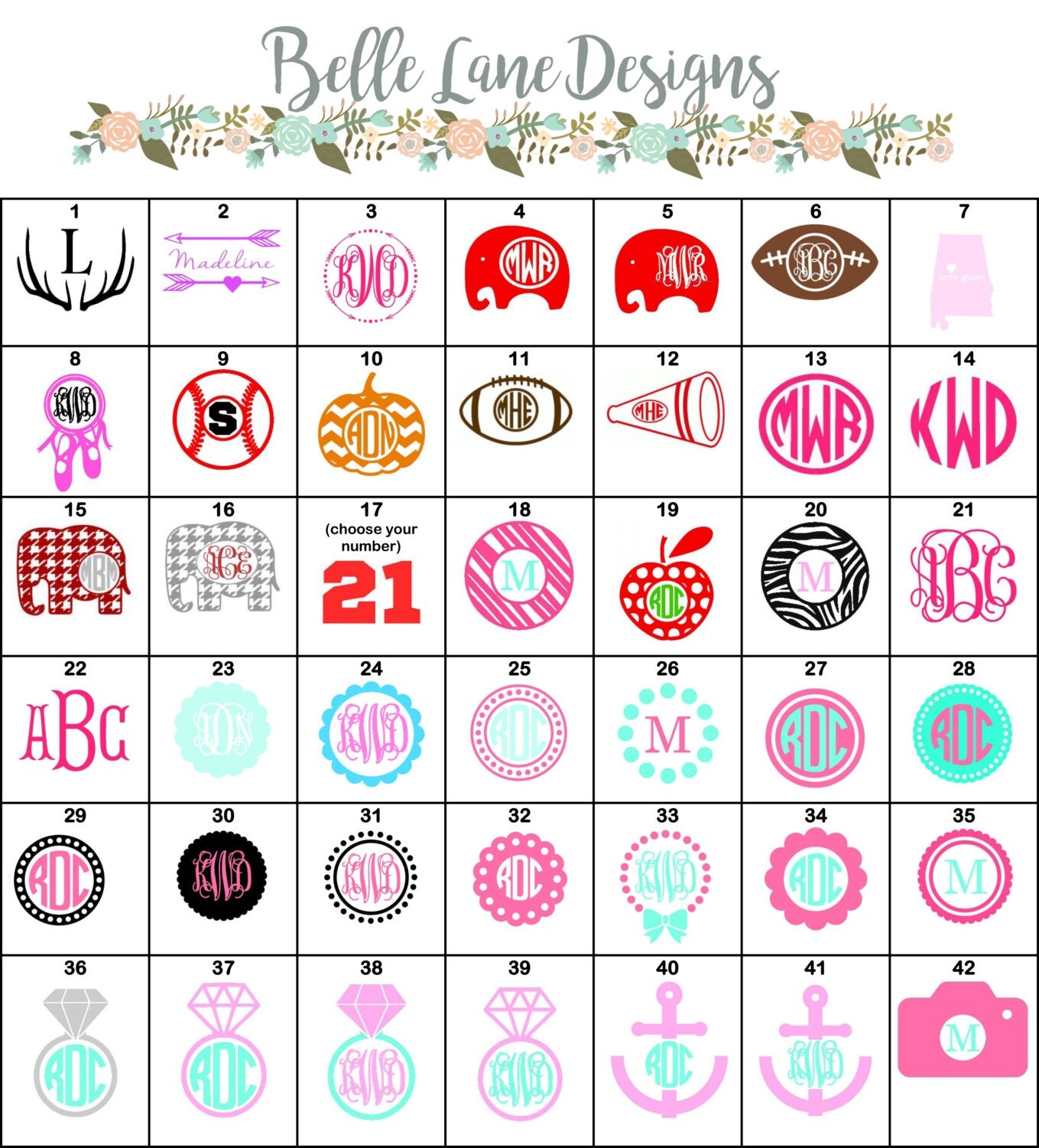 6 Iron On Designs Vinyl Heat Transfer Monogram and