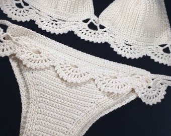 Crochet bralette and crochet shorts in cream Bridal lingerie