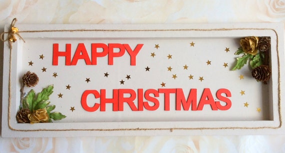 Items Similar To Rustic Christmas Sign Happy Christmas Sign Rustic