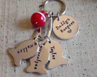 Custom personalized name fishing keychain with fish hook tackle lure bobber great gift for dad Papa grandpa daddy father's Day Hand Stamped