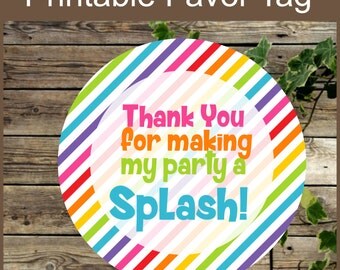 Pool Party Favor Tag, Instant Download, Swimming Birthday Party Printable Favor Sticker, Pool Favor Tag, Kids Birthday Swimming Party