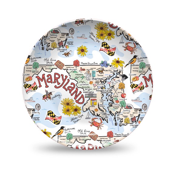 Maryland Plate Maryland Plastic Plate Maryland State Map