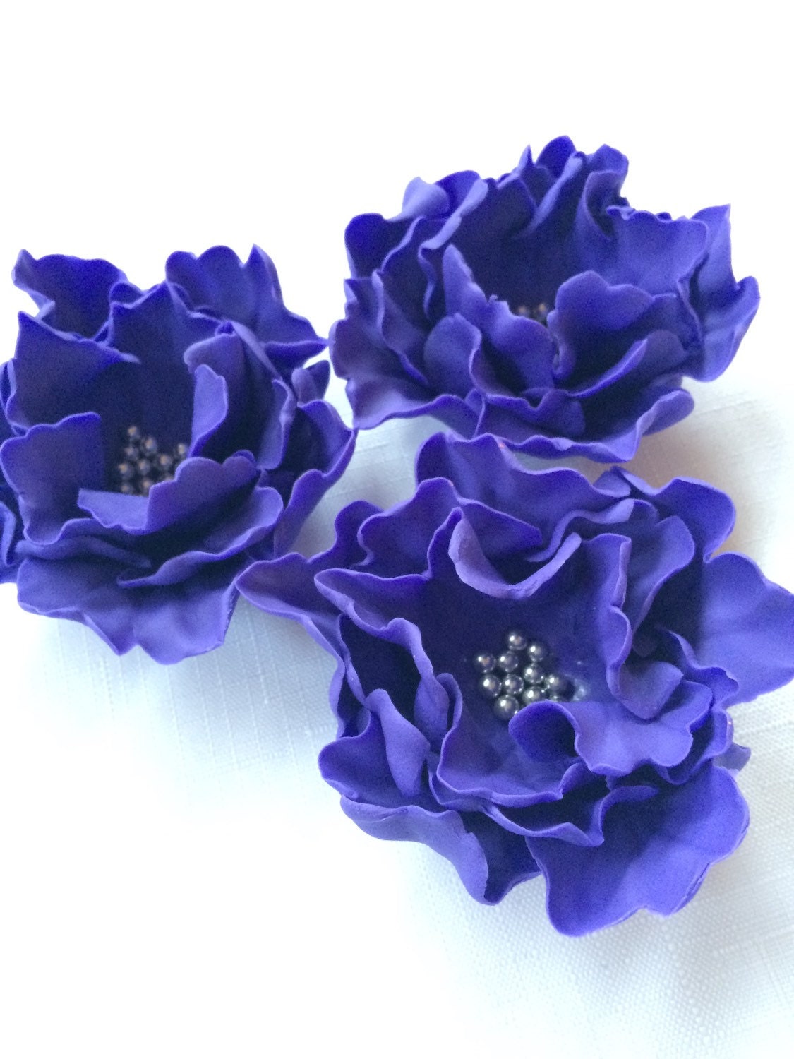 fondant flowers 3 purple large Peony Fondant flowers edible