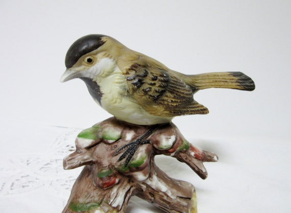 Porcelain Bird Chickadee Bisque Porcelain by PorcelainChinaArt