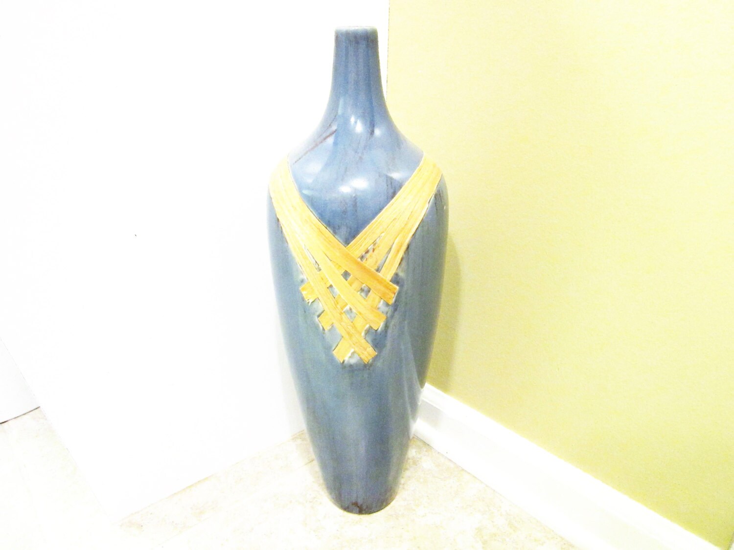 Vase Floor Tall Ceramic Vase Pottery Vintage by PorcelainChinaArt