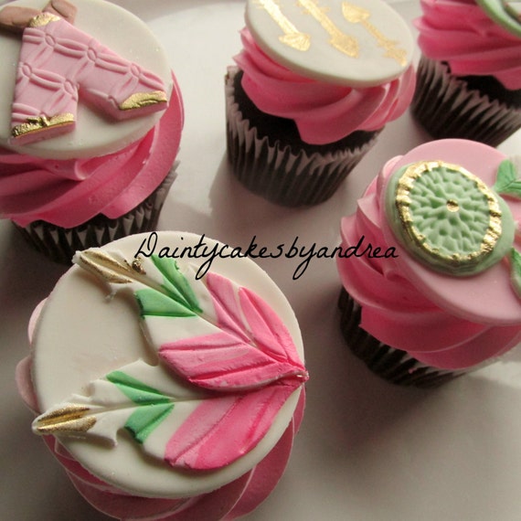 12 boho pow wow fondant cupcake toppers by daintycakesbyandrea