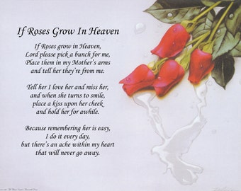 Items similar to If roses grow in heaven poem print personalized in ...