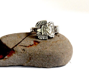 aztec ring , spoon ring, mayan ring , silver ring , spoon ring