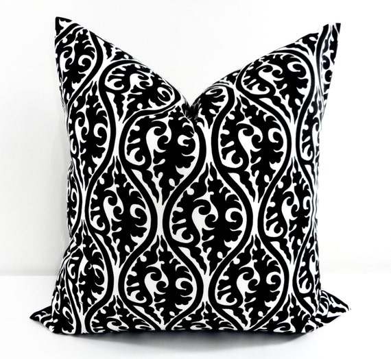 Black Pillow cover. Black Throw Pillow Case. Floral sham