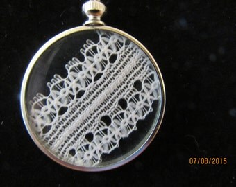 Antique Lace Pendant with Silverplate Chain
