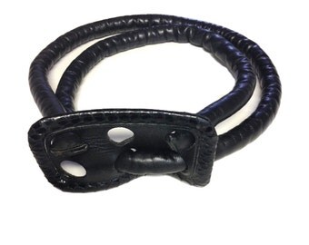 Black Leather and Snakeskin Belt