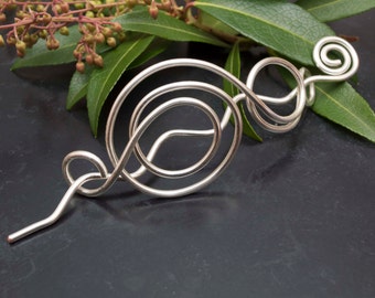 Metal Hair Barrette ,Hair bun brooch,Silver wire Hair bun slide, Hair Barrette, Hair Accessories
