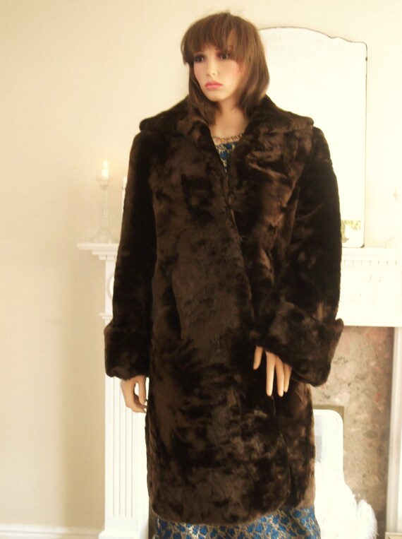 M Co Women Brown Faux Fur Coat Fur Coat Luxurious 1940 S Chocolate Brown