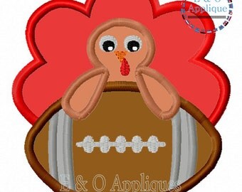 Turkey Football Applique - Turkey Applique - Football Applique - Thanksgiving Applique - Turkey Embroidery Design - Football Embroidery