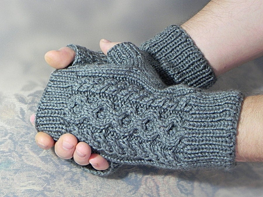 Mens Fingerless Gloves Mens Fingerless Mits Knitted Mens