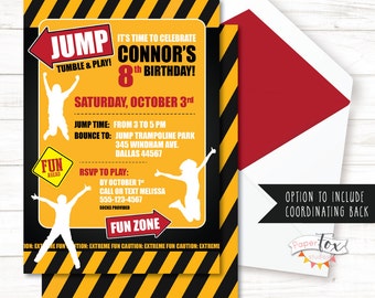 Trampoline Birthday Invitations / Trampoline Party Invitation / Jump Birthday Invitation / Jump Party / Trampoline Party Invite / PRINTABLE