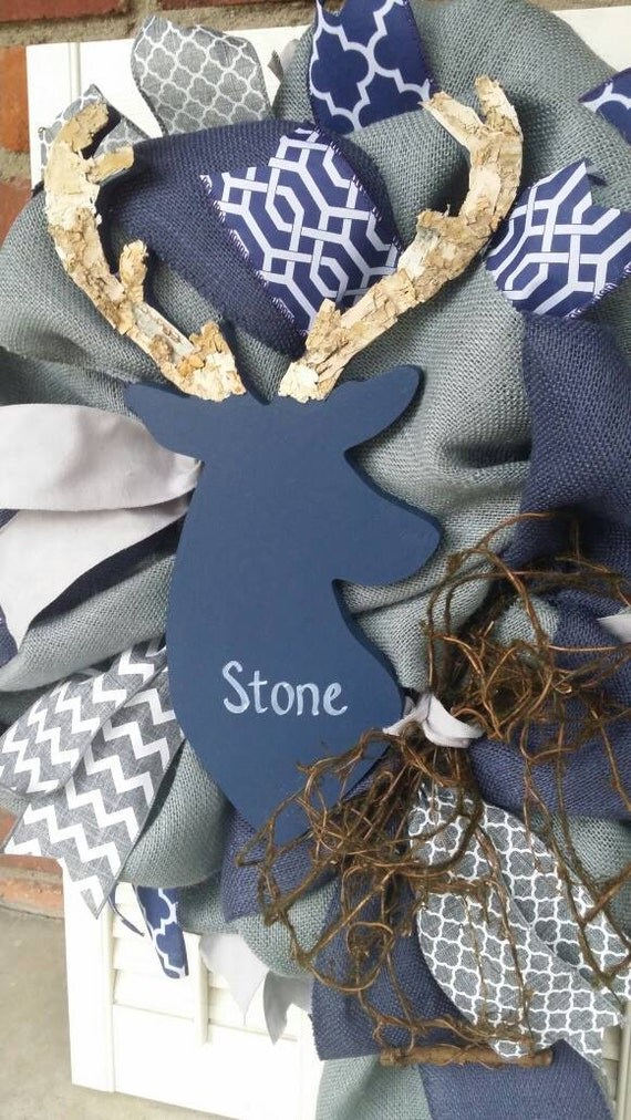 Deer Nursery Decor Deer Baby Shower Decor Burlap Gray Deer