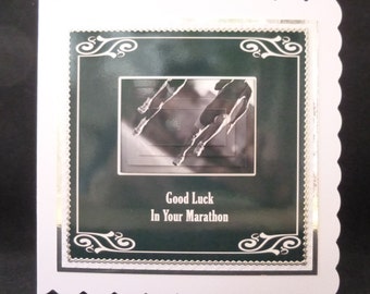 Good Luck In Your Marathon 3d Decoupage Card - 148mm sq Card - Handcrafted in the UK