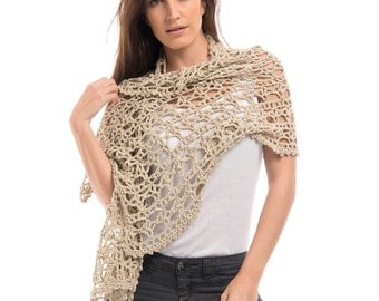 Dune Cotton Crochet Wrap/Crochet Wrap/Crochet Scarf