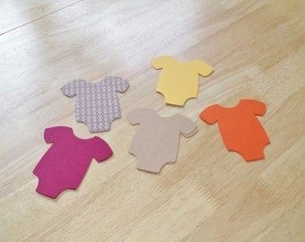 Fall Baby Shower Paper Die Cut Orange, Dark Red, Brown and Yellow Onesie Romper 25 4 Inch Cut Outs