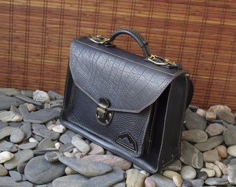 schoolbag, briefcase, satche, computer bag, black leather