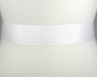 White Bridal Sash, Plain Grosgrain Wedding Belt, Bridal Belt, Grosgrain Ribbon Wedding Dress Sash Belt, Plain Simple Bridal Sash Belt LAUREN