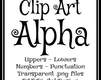 Black Whimsical Curly Letters Clip Art, DIGITAL ALPHABET, Scrapbooking Supply, Card Making Supply, Print and Cut with Cricut or Silhouette