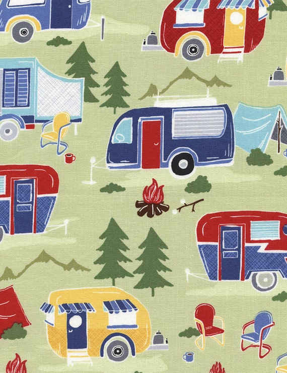 Camping Fabric Camper Fabric Campers by Timeless Treasures