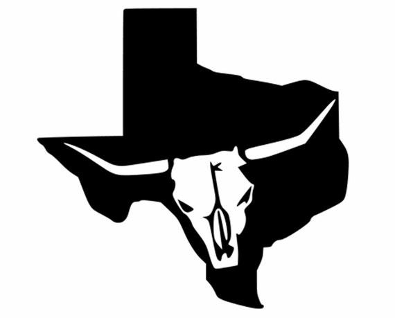 Texas decals Lone Star State Silhouette with Longhorn Skull