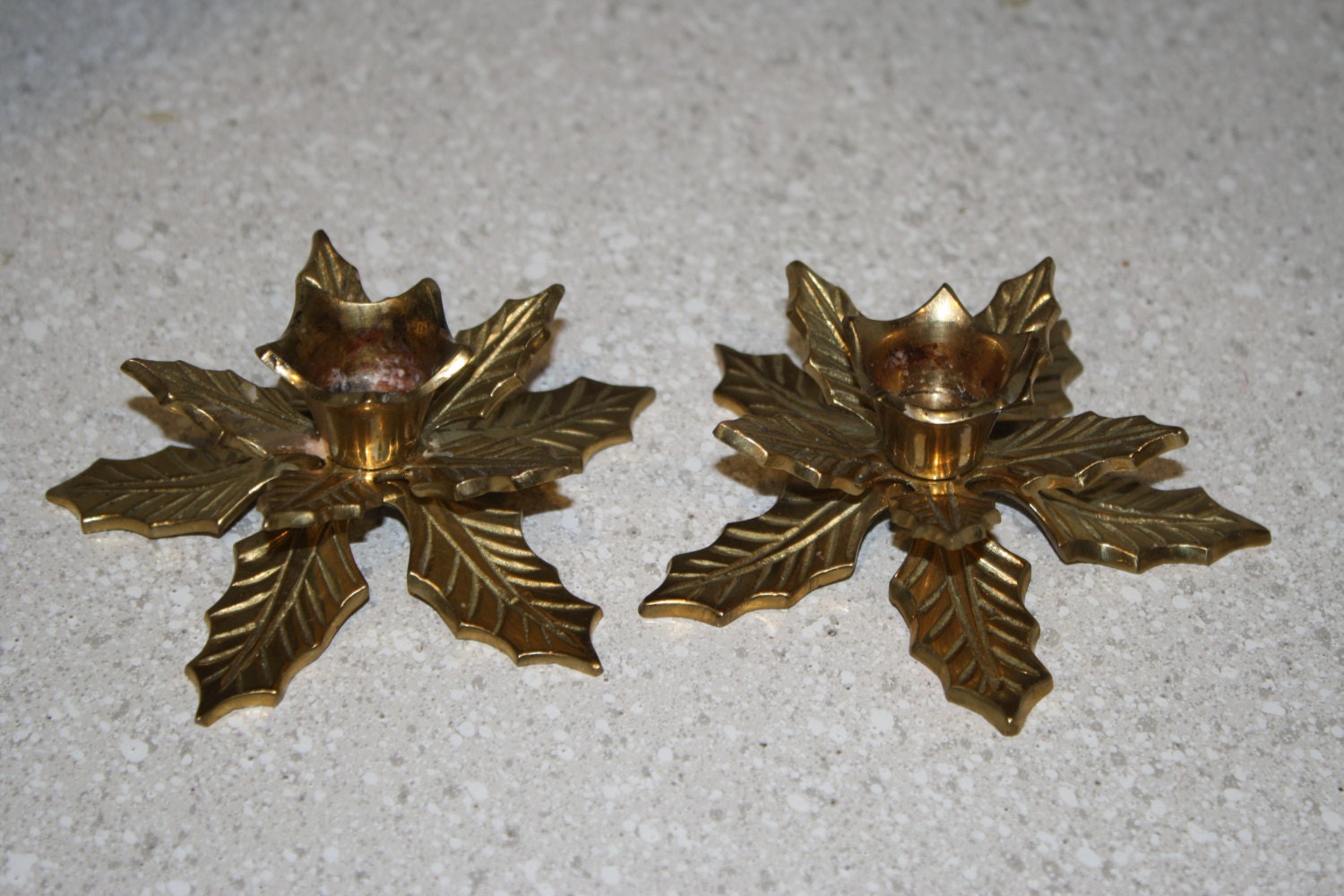 brass leaf candle holders