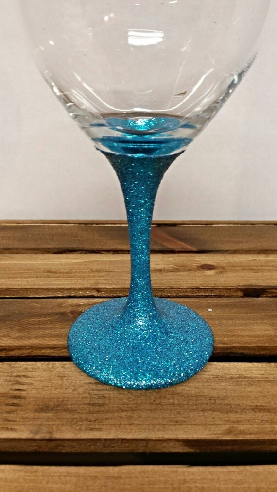 Glitter Stemmed Wine Glass Blue Glitter Wine Glass Blue Wine