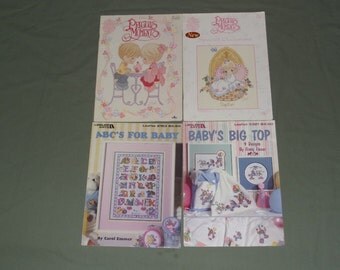 Two Precious Moments Cross Stitch Booklets | 2 Baby Cross-Stitch Design Leaflets, Leisure Art | Vintage Needlecraft Pattern Destash Supplies
