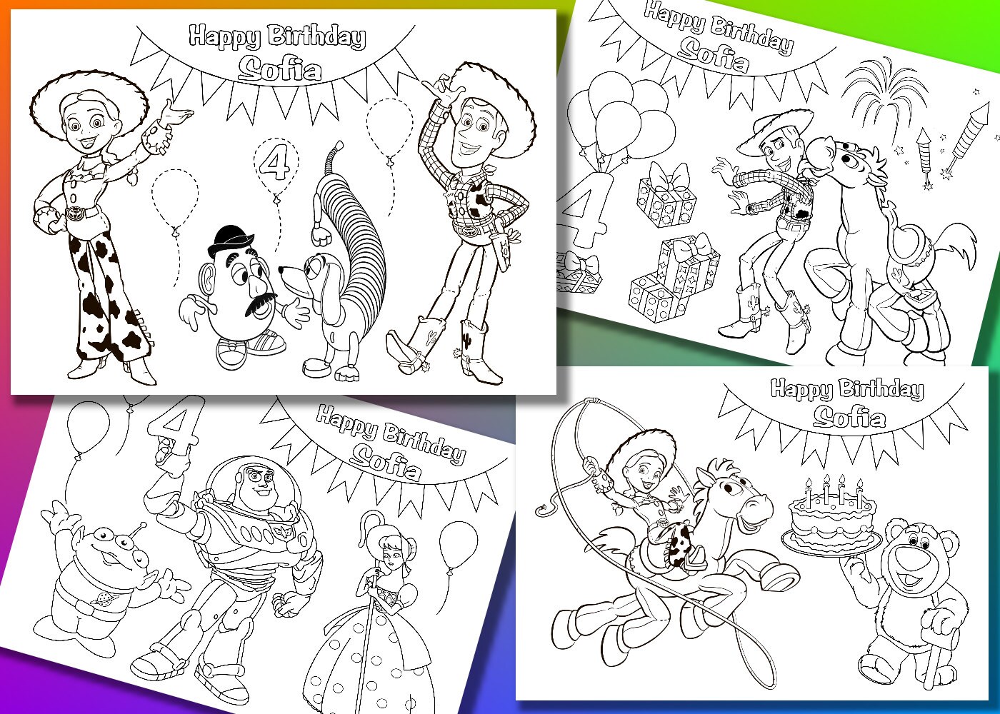 Toy Story Birthday Party coloring pages activity PDF file