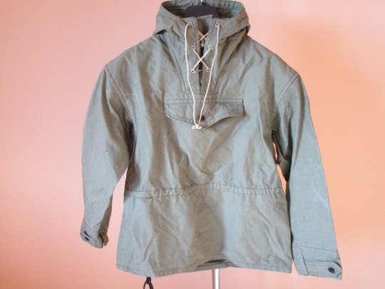 Vintage 1970's Military Green Canvas Anorak