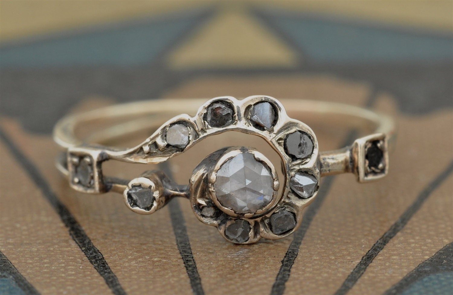 1800s Diamond Ring Antique Engagement Ring Rose Cut
