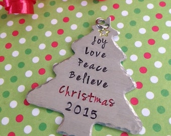 Joy Love Peace Believe Christmas 2016 Tree Holiday Ornament