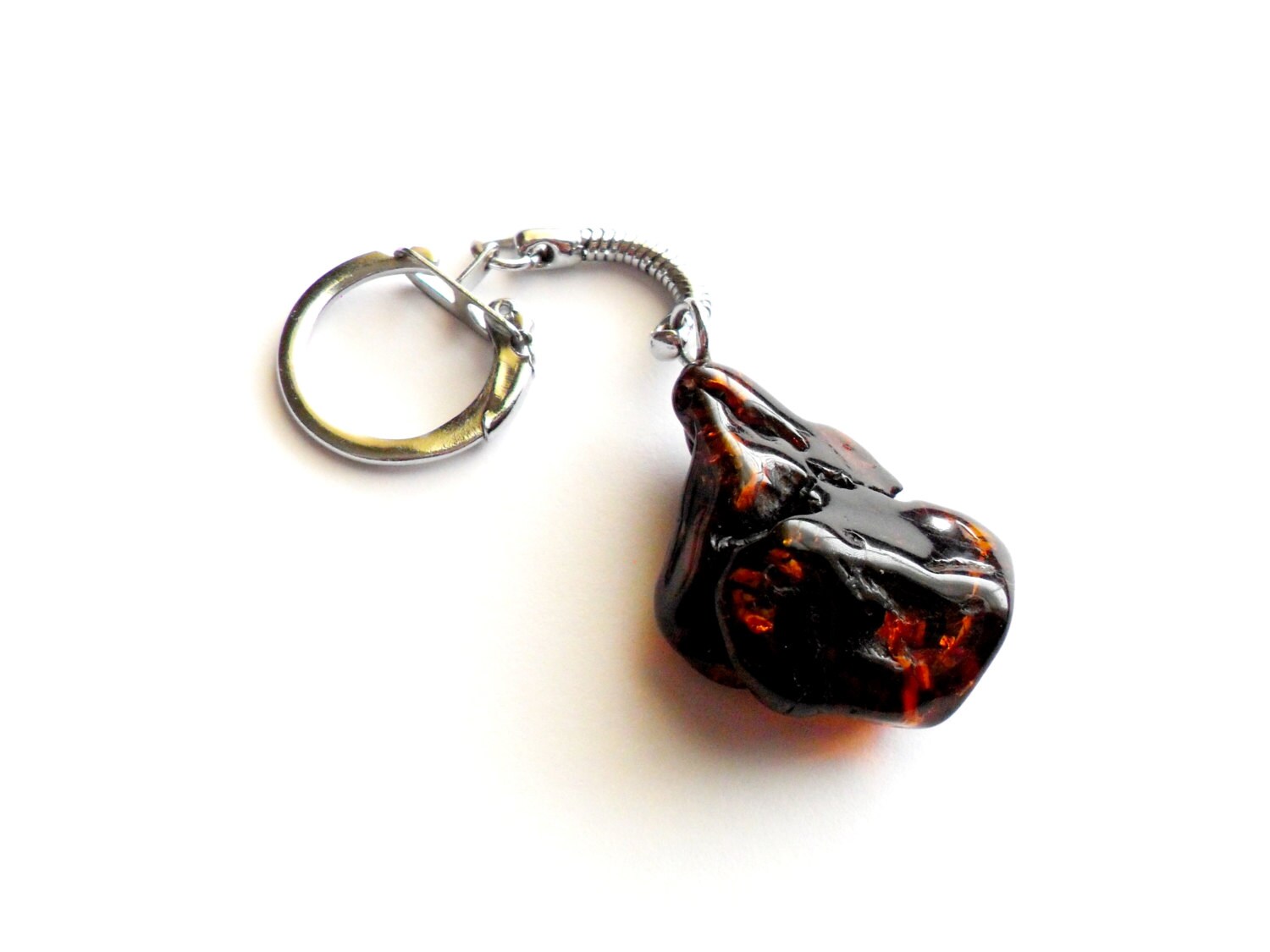 Vintage Amber Key Chain Rough Amber Nugget Baltic Amber