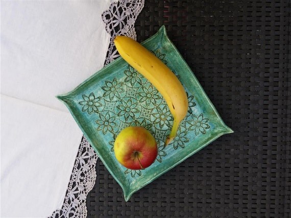 grüner Keramik Tablett grüne Servierplatte Appetizer