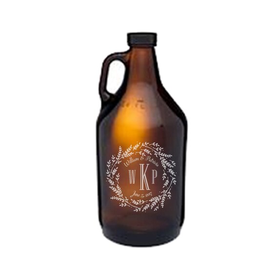 Wedding gift growler Custom glass growler by Kappstudio on Etsy
