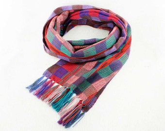 Purple Plaid Scarf - Colorful Scarf - Hand Woven Scarf - Womens Plaid Scarf - Scarves for Women - Fall Plaid Scarf - Handmade Scarf 6190