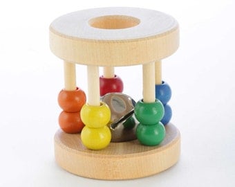 Natural Wooden Baby Toy - Roller Rattle - Wooden Rattle - Baby Toy - Baby Gift