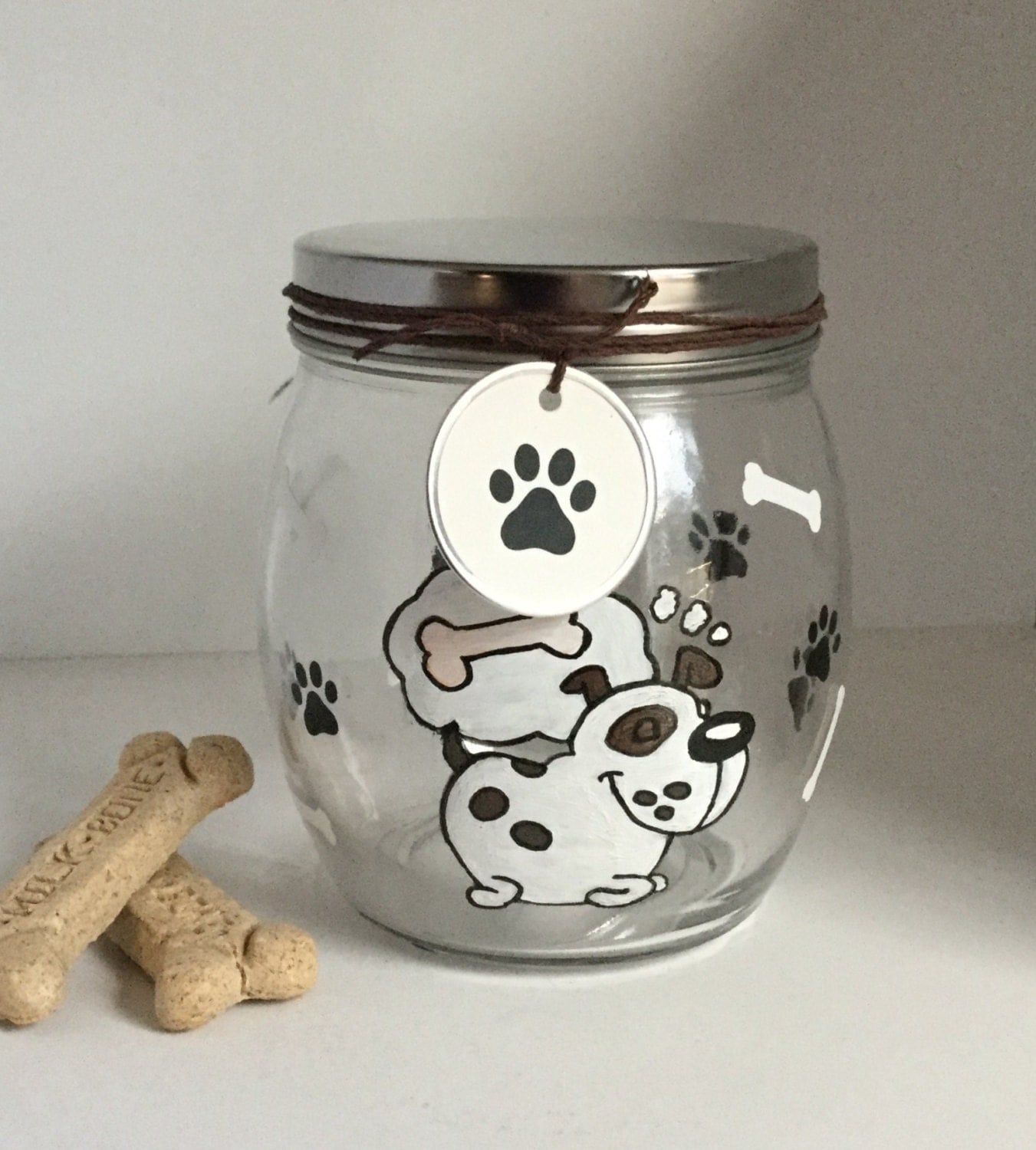 Personalized Hand Painted Dog Treat Jar Treat Jar Biscuit