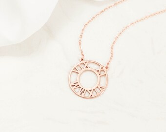 Roman Numerals Necklace • Personalized Roman Numerals Necklace • Initial Necklace • Custom Wedding Jewelry • Wedding Date Jewelry • NM26