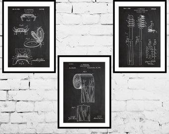 Bathroom Poster, Bathroom Art, Bathroom Decor, Bathroom Art, Toilet paper, Toilet Seat, Tooth Brush, Bathroom Wall Art, Bathroom 3 set