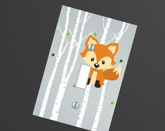 Fox nursery WOODLAND Forest animals Light switch Plate Cover Kids room Wall Art playroom , outlets and other sizes available