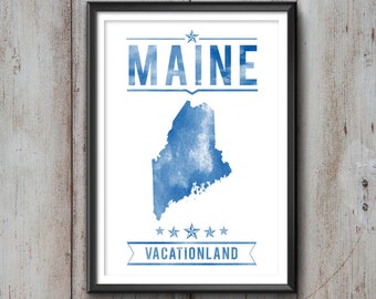 Maine State Typography Print, Typography Poster, Maine Poster, Maine Art, Maine Gift, Maine Decor, Maine Print, Maine Love, Maine Map, Maine