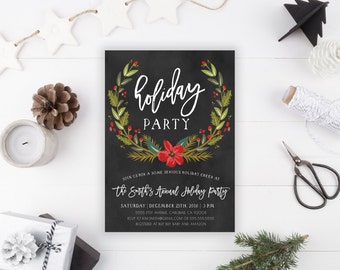 Holiday Party Invitation, Christmas, Winter, Office Party, Printable Invite (795)