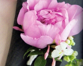 lilac and peony boutonniere, artificial flowers, flower, peonies